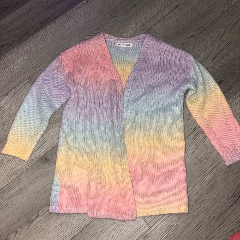 SHEIN Kids Pastel Rainbow Cardigan